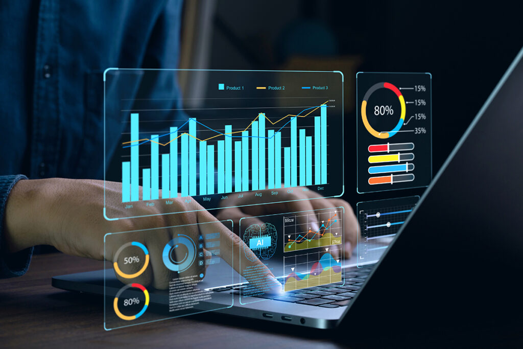 marketing analytics dashboard on laptop